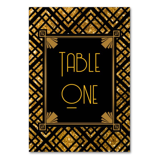 Art Deco Black and Gold Wedding Table Numbers (Front)