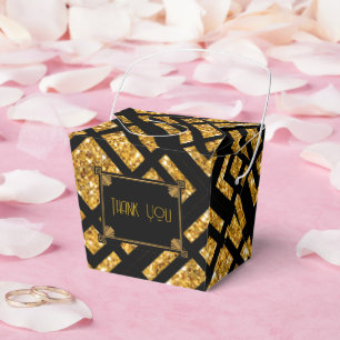 Art Deco Black and Gold Wedding Take Out Favour Bo Favor Box