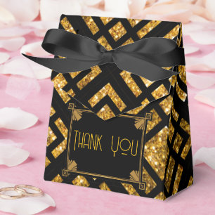 Art Deco Black and Gold Wedding Tent Favour Box