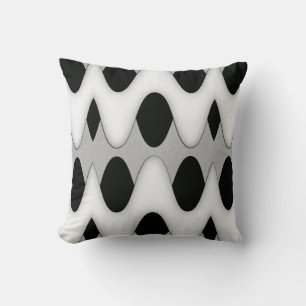 Art Deco Black and White Gleam Wave Throw Pillows