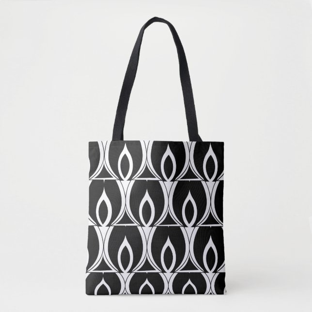Art Deco Black and White Modern Geometric Tote Bag (Front)
