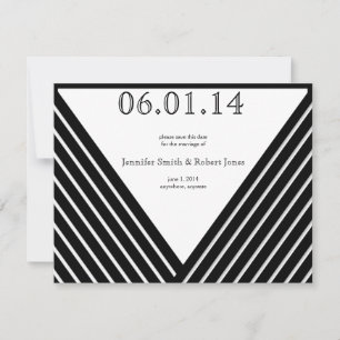 Art Deco Black and White Stripe Save the Date
