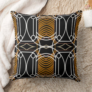 Art Deco Black and White Vintage Pillow