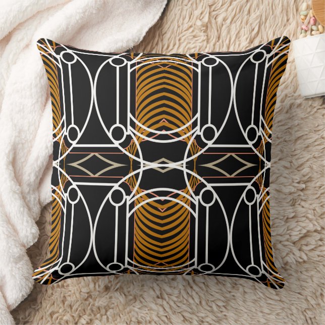 Art Deco Black and White Vintage Pillow (Blanket)