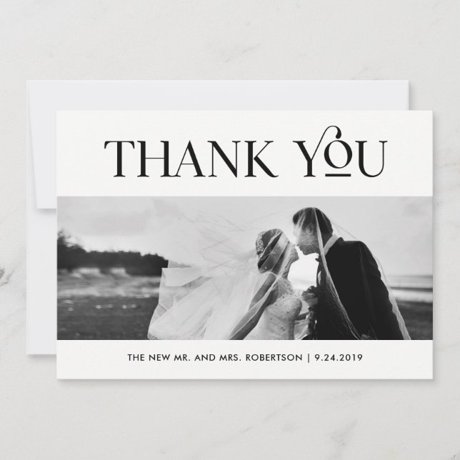 Art Deco Black and White | Wedding Photo Thank You (Front)