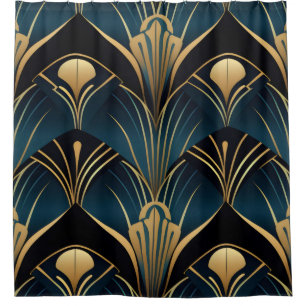 Art Deco Black Blue and Gold symmetrical