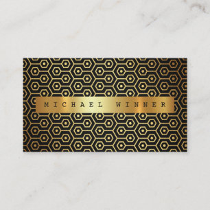 Art Deco Black Glam Ornament Vip Golden Foil Business Card