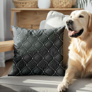 Art Deco Black Glam Pattern Throw Pillow