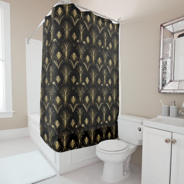 Art Deco Black Gold 1920 Shower Curtain (In Situ)