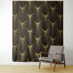 Art deco,black gold,chic,elegant,pattern,classy,tr tapestry