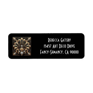 Art Deco Black & Gold Diamond Return Address