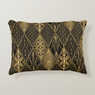 Art Deco Black Gold Elegance Accent Pillow