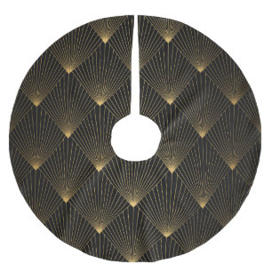 Art Deco: Black Gold Elegance. Brushed Polyester Tree Skirt