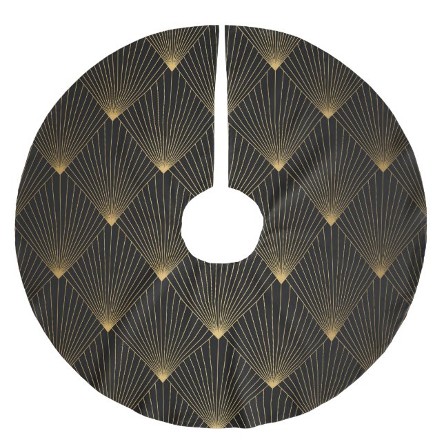 Art Deco: Black Gold Elegance. Brushed Polyester Tree Skirt (Front)