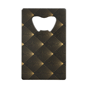 Art Deco: Black Gold Elegance. Credit Card Bottle Opener
