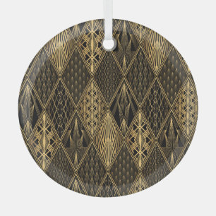 Art Deco Black Gold Elegance Glass Ornament