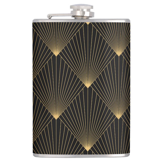 Art Deco: Black Gold Elegance. Hip Flask (Front)