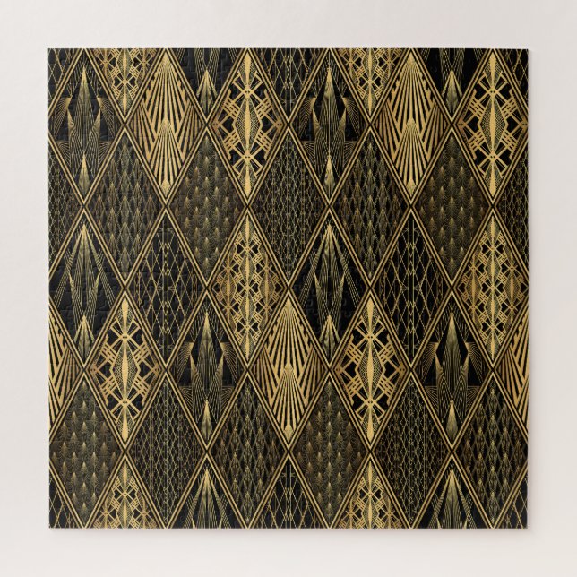 Art Deco Black Gold Elegance Jigsaw Puzzle (Vertical)