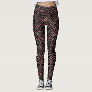 Art Deco Black-Gold Elegance Leggings