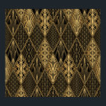 Art Deco Black Gold Elegance Poster<br><div class="desc">Art Deco Pattern. Seamless black and gold background. Metallic shells or scales lace ornament in rhombuses. Minimalistic geometric design. Vintage lines. 1920-30s motifs. Luxury vintage patchwork. Art Deco Pattern - black and gold elegance. Embrace the luxurious vintage vibes. Step into the opulence of art deco black and gold. deco, background,...</div>