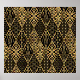 Art Deco Black Gold Elegance Poster