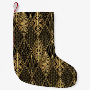 Art Deco Black Gold Elegance Small Christmas Stocking