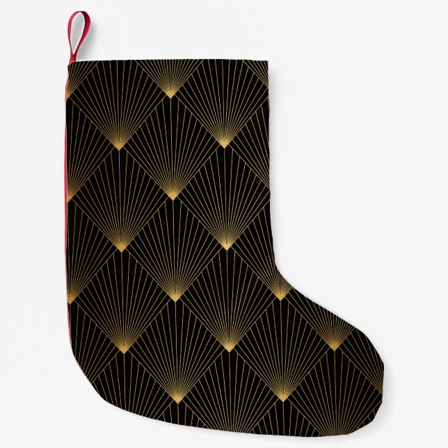 Art Deco: Black Gold Elegance. Small Christmas Stocking (Front)