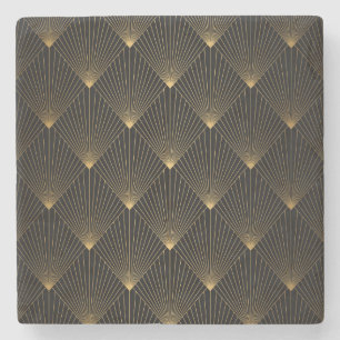 Art Deco: Black Gold Elegance. Stone Coaster
