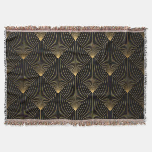 Art Deco: Black Gold Elegance. Throw Blanket