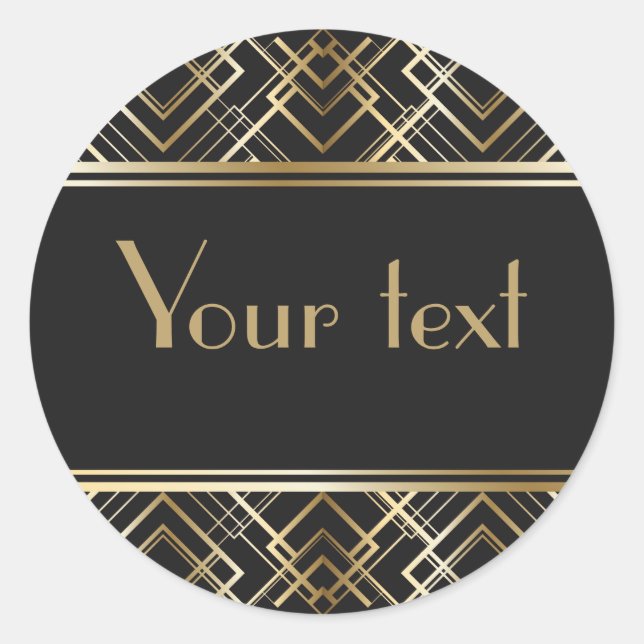 Art deco,black,gold,elegant,chic,monogram ready, c classic round sticker (Front)