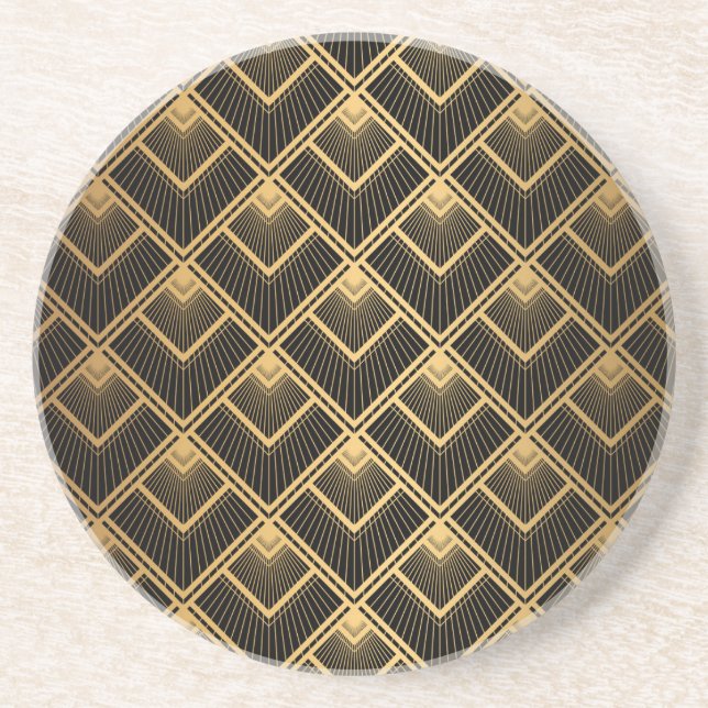 Art Deco Black Gold: Geometric Coaster (Front)