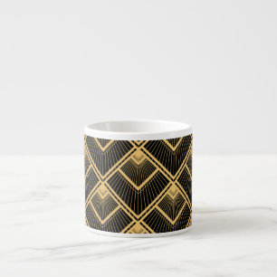 Art Deco Black Gold: Geometric Espresso Cup