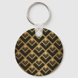 Art Deco Black Gold: Geometric Keychain