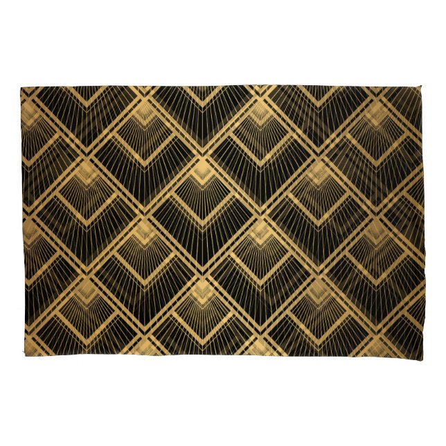 Art Deco Black Gold: Geometric Pillowcase (Front)
