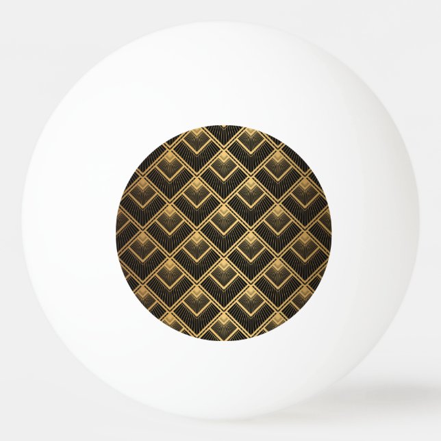 Art Deco Black Gold: Geometric Ping Pong Ball (Front)
