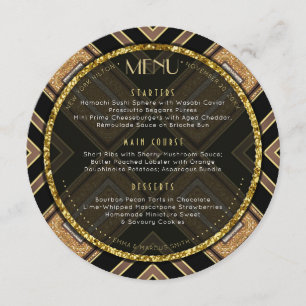 Art Deco Black Gold Geometry Wedding Special Event Menu