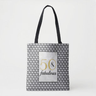 Art Deco Black Gold Marble 50 & Fabulous Tote Bag