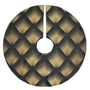 Art Deco, black gold pattern. Brushed Polyester Tree Skirt