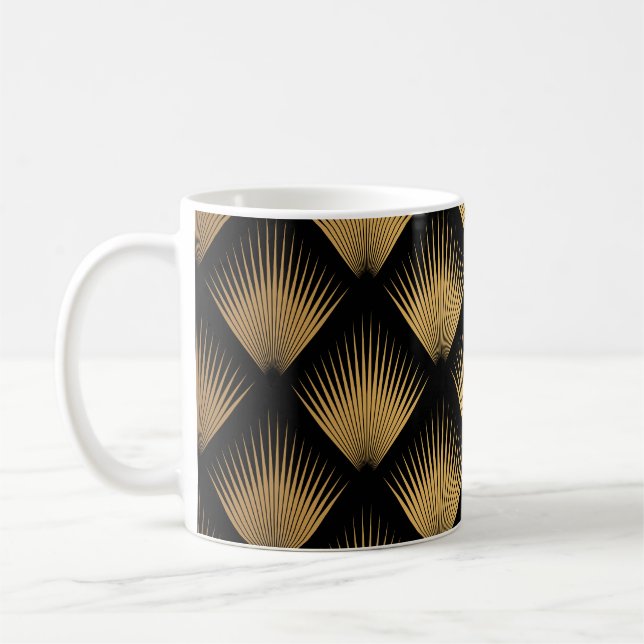 Art Deco, black gold pattern. Coffee Mug (Left)