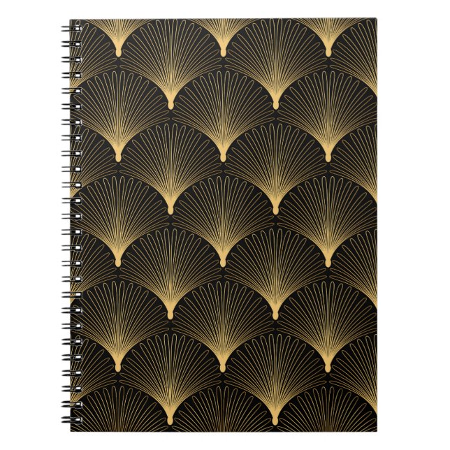 Art Deco: black gold pattern. Notebook (Front)