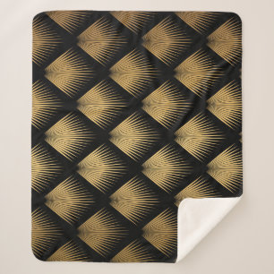Art Deco, black gold pattern. Sherpa Blanket