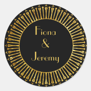 Art Deco Black & Gold Personalized Wedding Seals