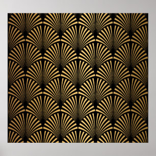 Art Deco: Black Gold Scales. Poster