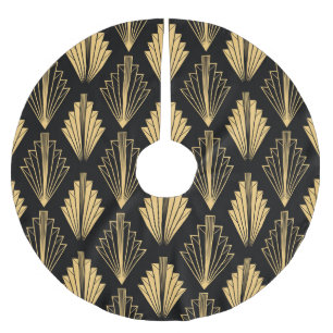 Art Deco Black Gold: Seamless Brushed Polyester Tree Skirt
