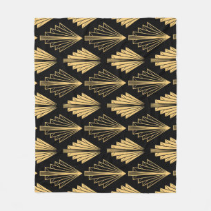Art Deco Black Gold: Seamless Fleece Blanket