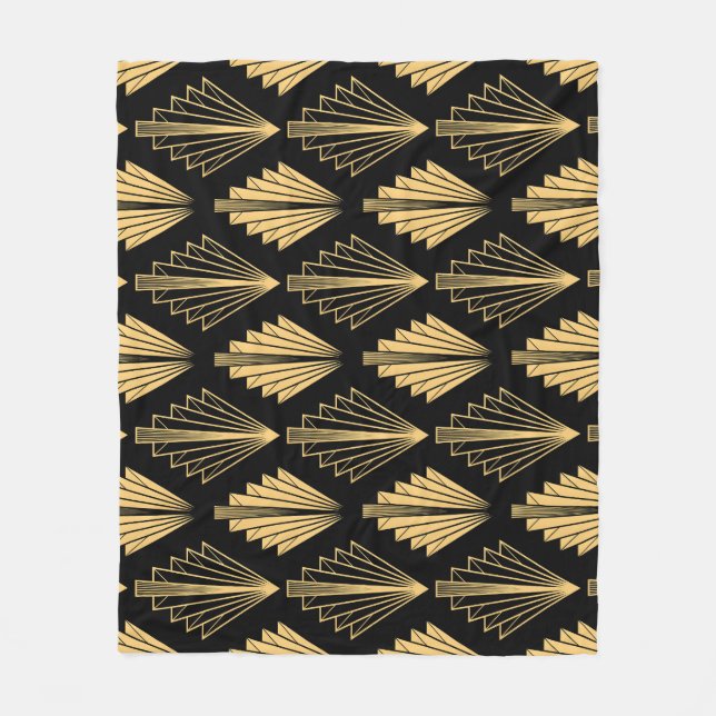 Art Deco Black Gold: Seamless Fleece Blanket (Front)