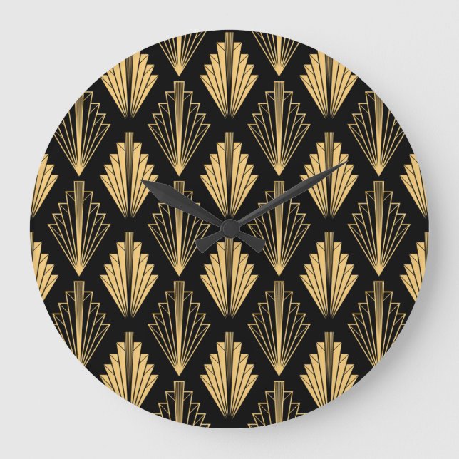 Art Deco Black Gold: Seamless Large Clock (Front)