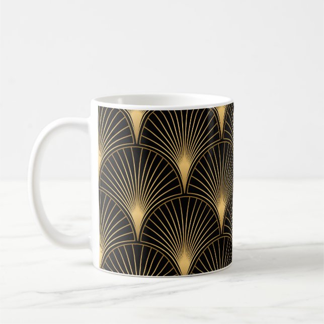 Art Deco Black Gold: Seamless Luxury Coffee Mug (Left)