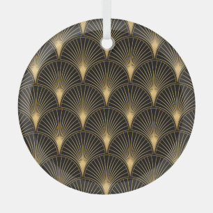 Art Deco Black Gold: Seamless Luxury Glass Ornament
