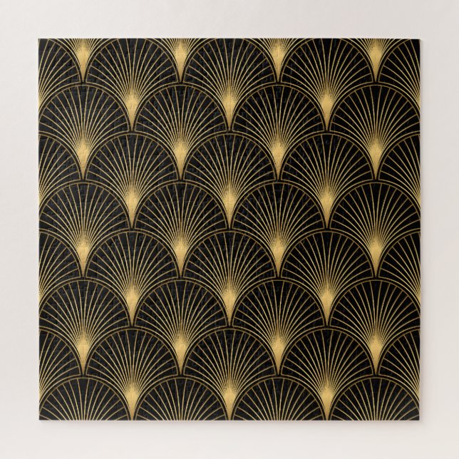 Art Deco Black Gold: Seamless Luxury Jigsaw Puzzle (Vertical)